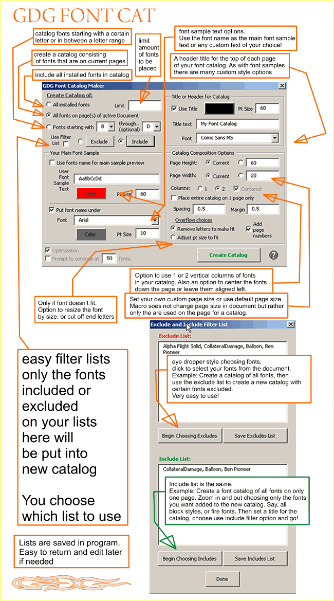 gdg font cat font catalog creator macro